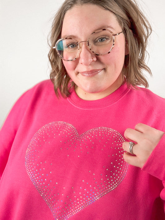 Crystal Rhinestone Heart Sweatshirt