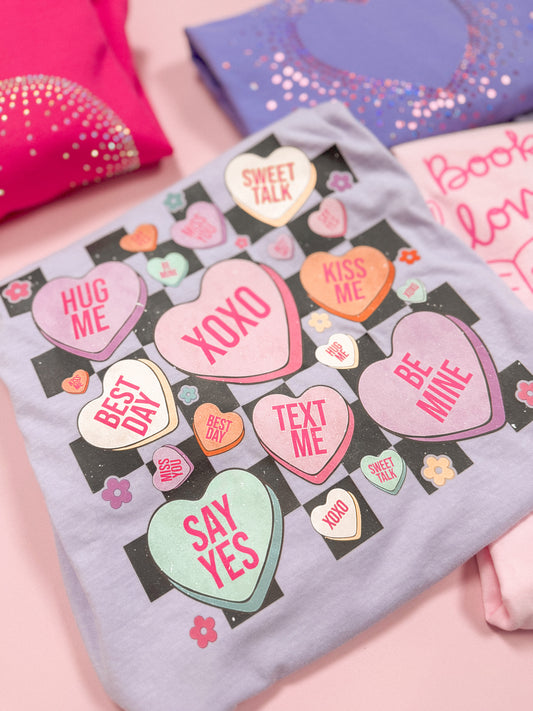 Checkered Conversation Hearts Graphic Tee