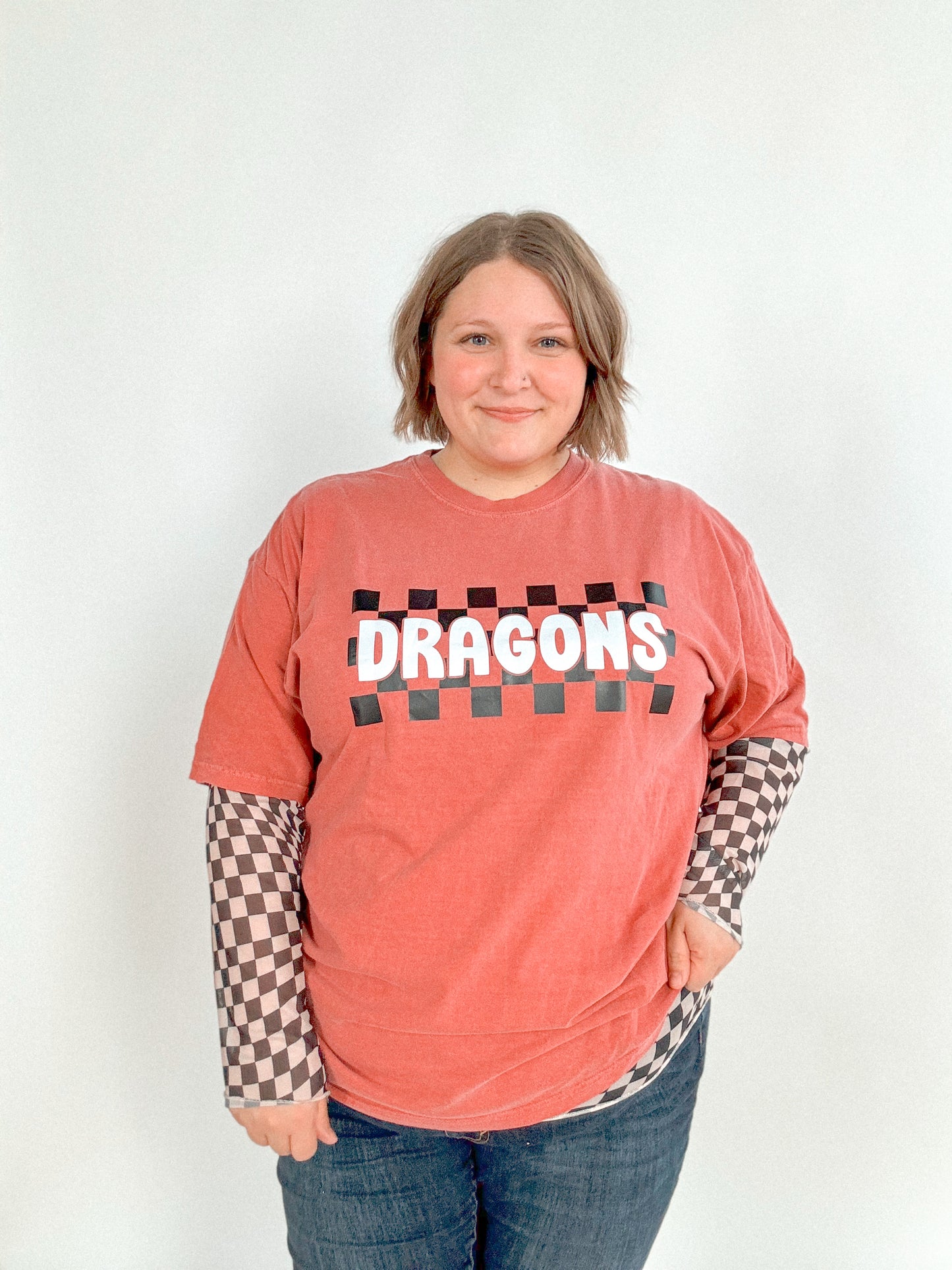 Checkered Dragons Graphic Tee